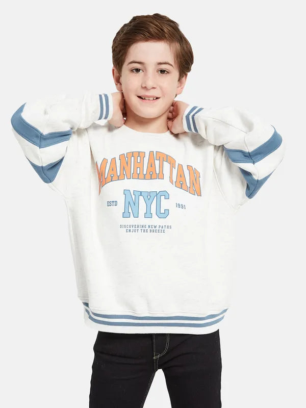 Octave Boys White Printed Sweatshirt