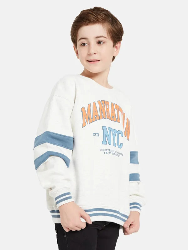 Octave Boys White Printed Sweatshirt