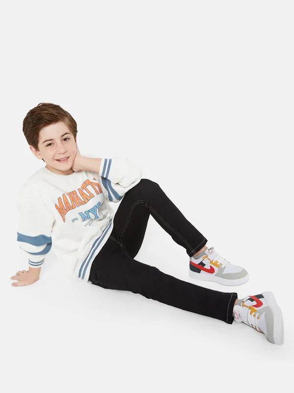 Octave Boys White Printed Sweatshirt