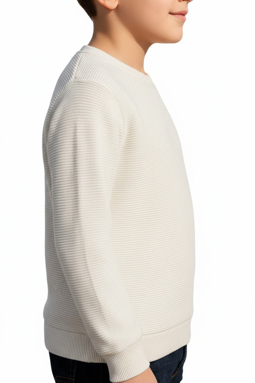 Boys Round Neck Solid Sweatshirt