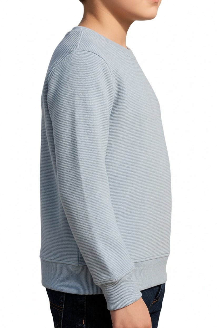 Boys Round Neck Solid Sweatshirt