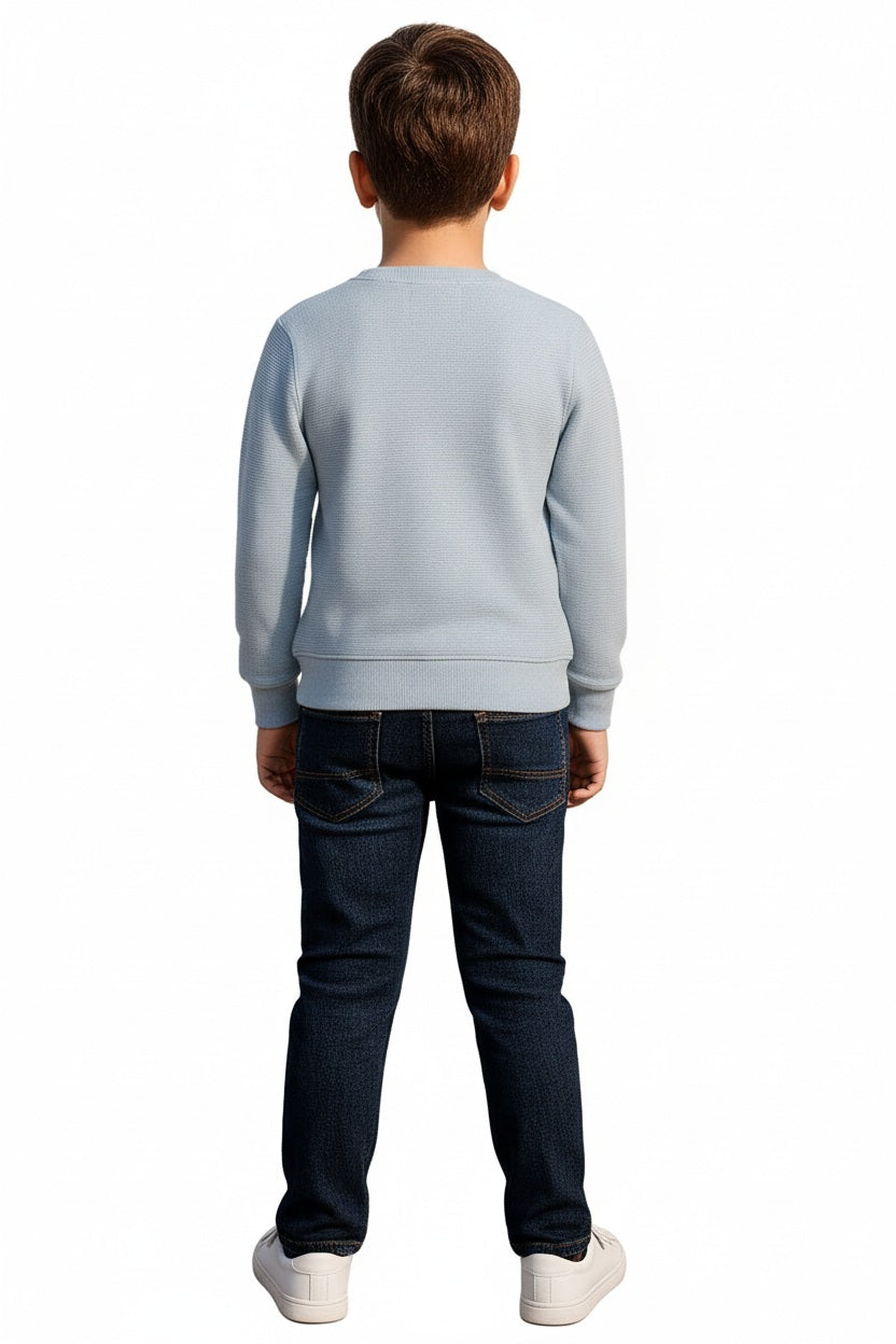 Boys Round Neck Solid Sweatshirt