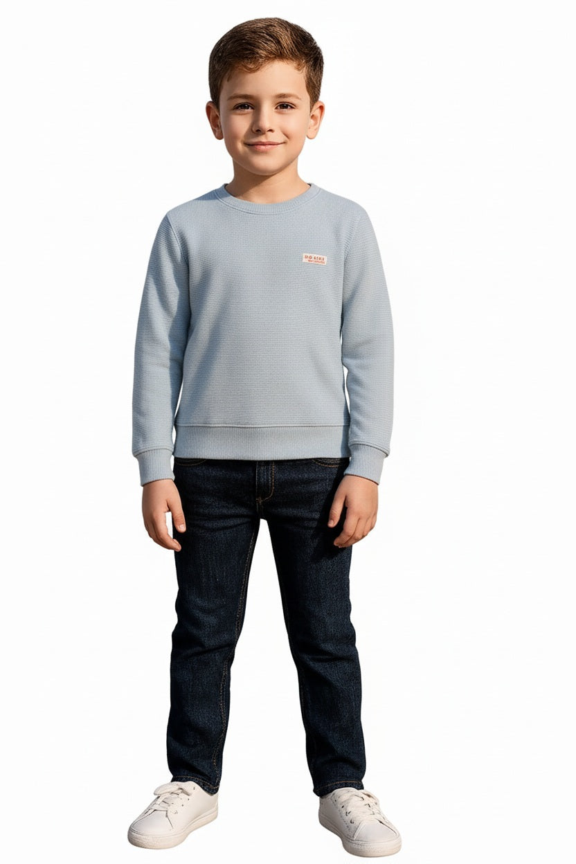 Boys Round Neck Solid Sweatshirt
