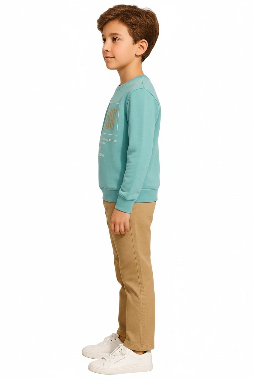 Boys Round Neck Graphic Print  Sweatshirt