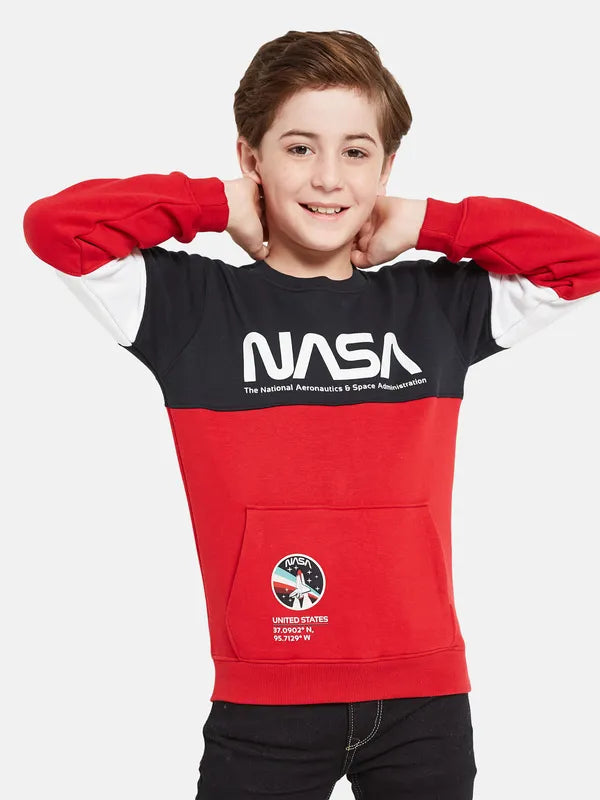 Octave Boys Red Colourblocked Sweatshirt