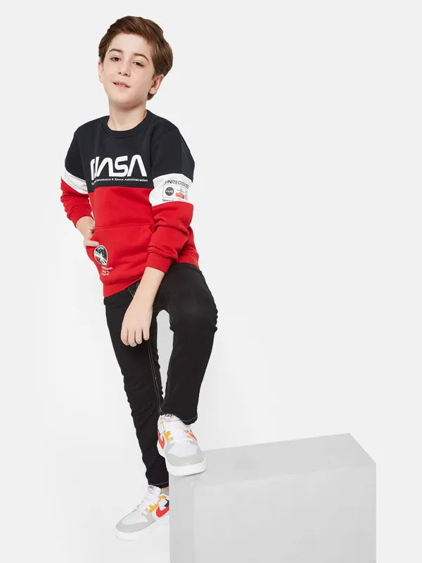 Octave Boys Red Colourblocked Sweatshirt