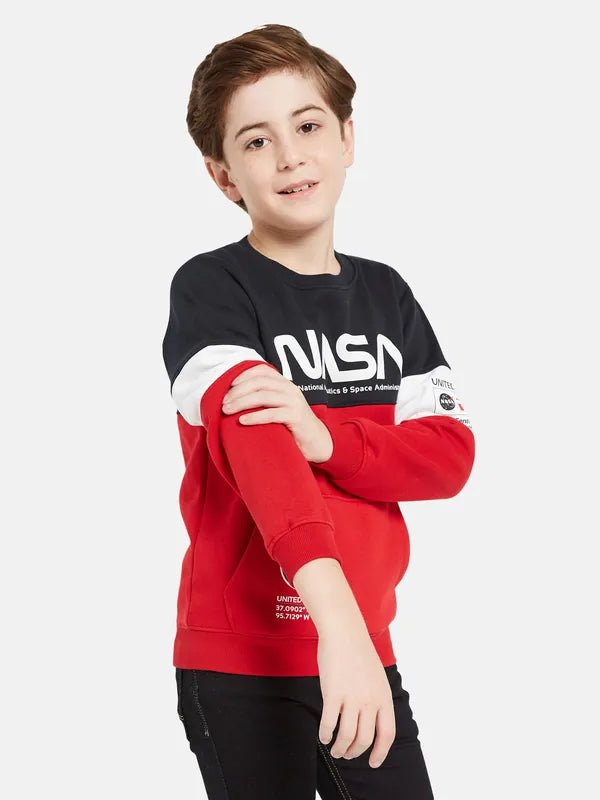 Octave Boys Red Colourblocked Sweatshirt