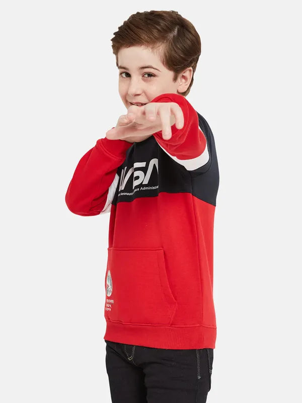 Octave Boys Red Colourblocked Sweatshirt