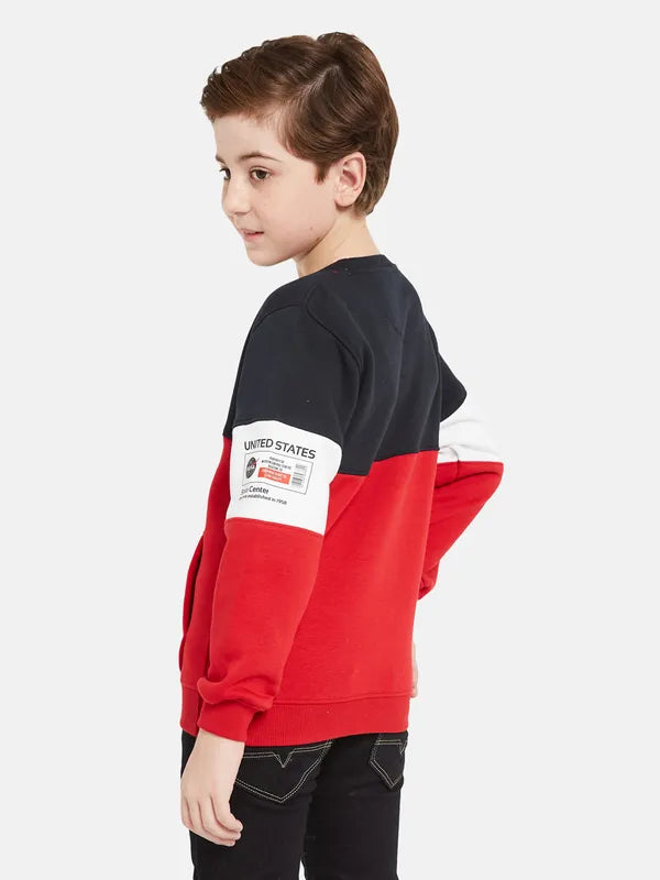 Octave Boys Red Colourblocked Sweatshirt