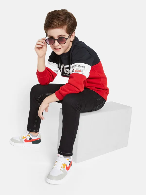 Octave Boys Red Colourblocked Sweatshirt