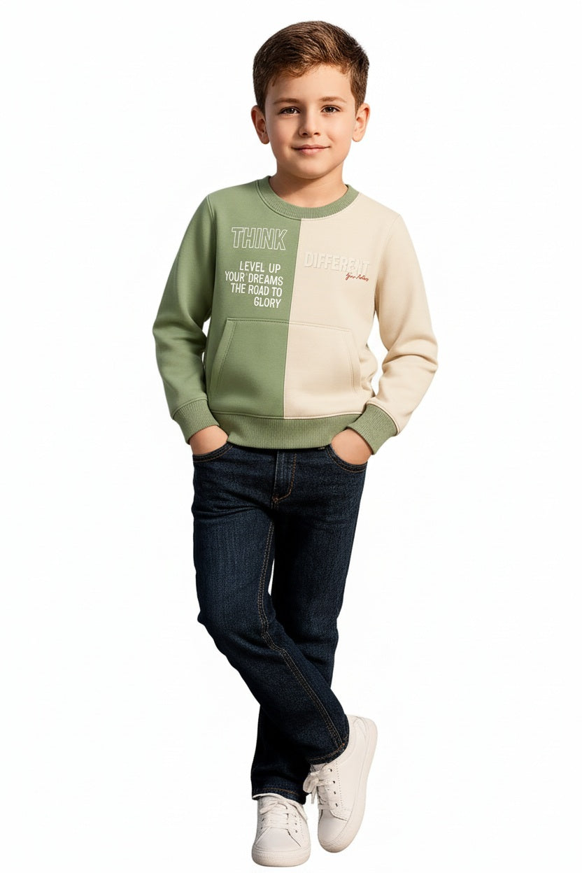 Boys Round Neck Colourblocked Sweatshirt