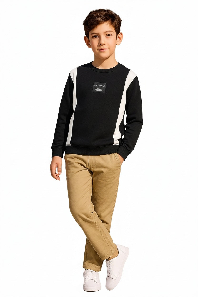 Boys Round Neck Colourblocked Sweatshirt