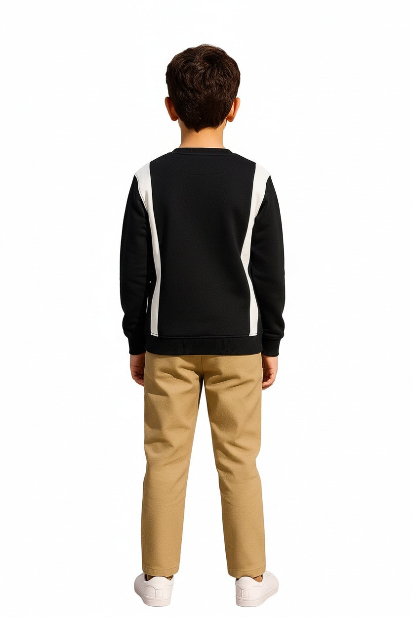 Boys Round Neck Colourblocked Sweatshirt