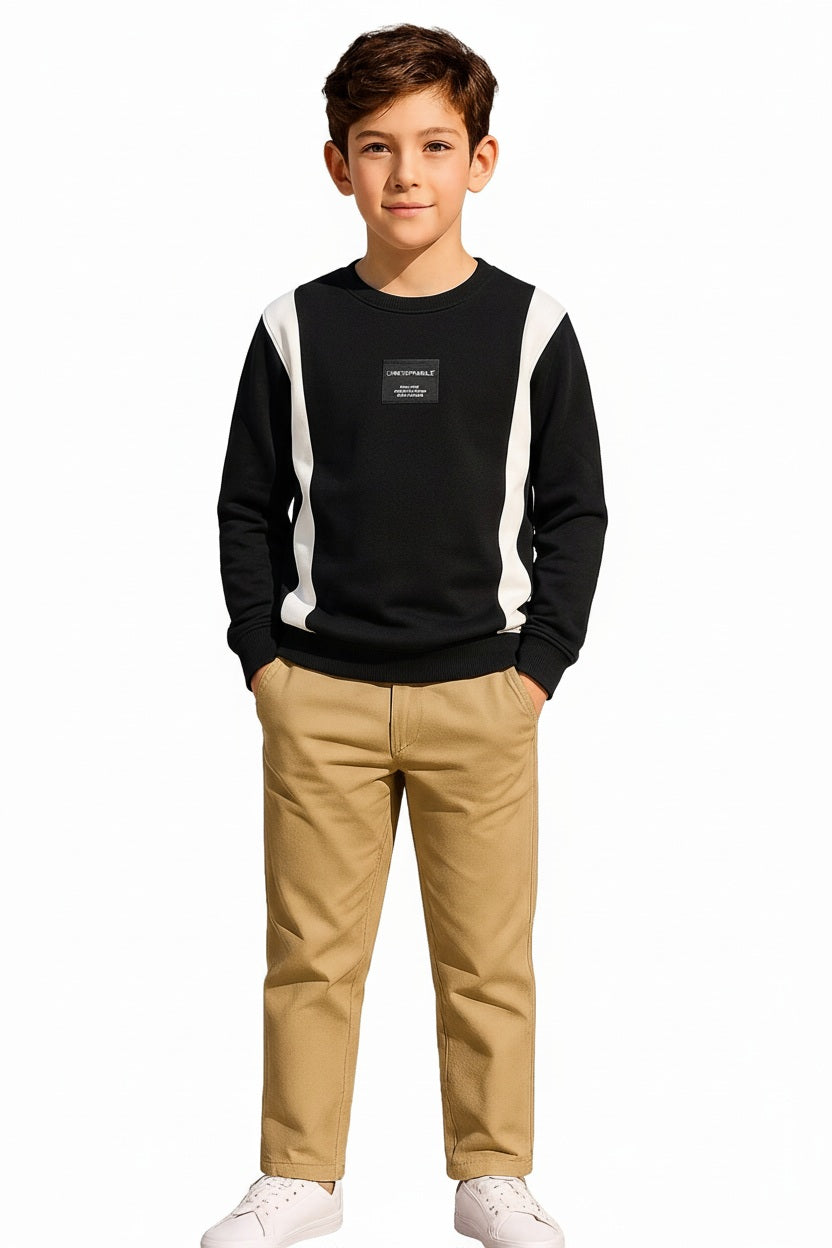 Boys Round Neck Colourblocked Sweatshirt