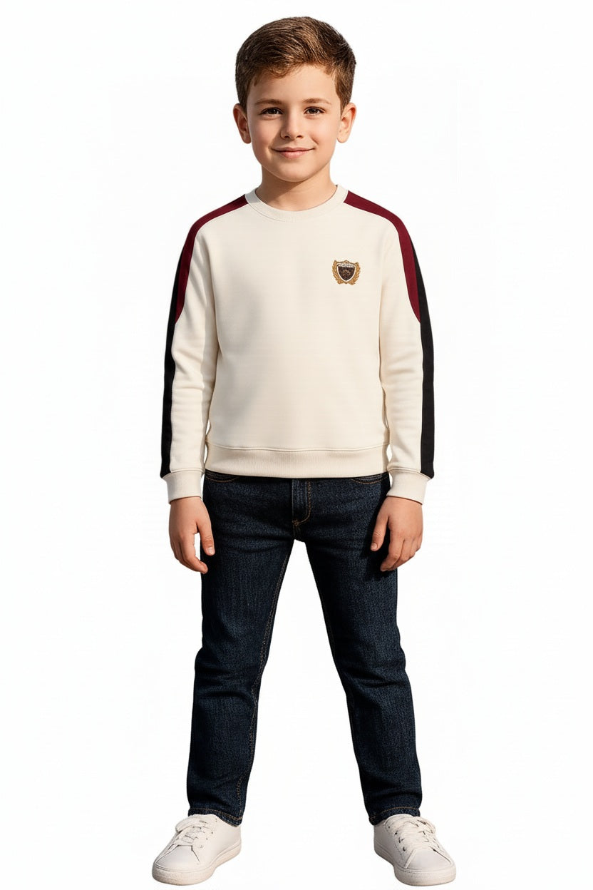 Boys Round Neck Colourblocked Sweatshirt
