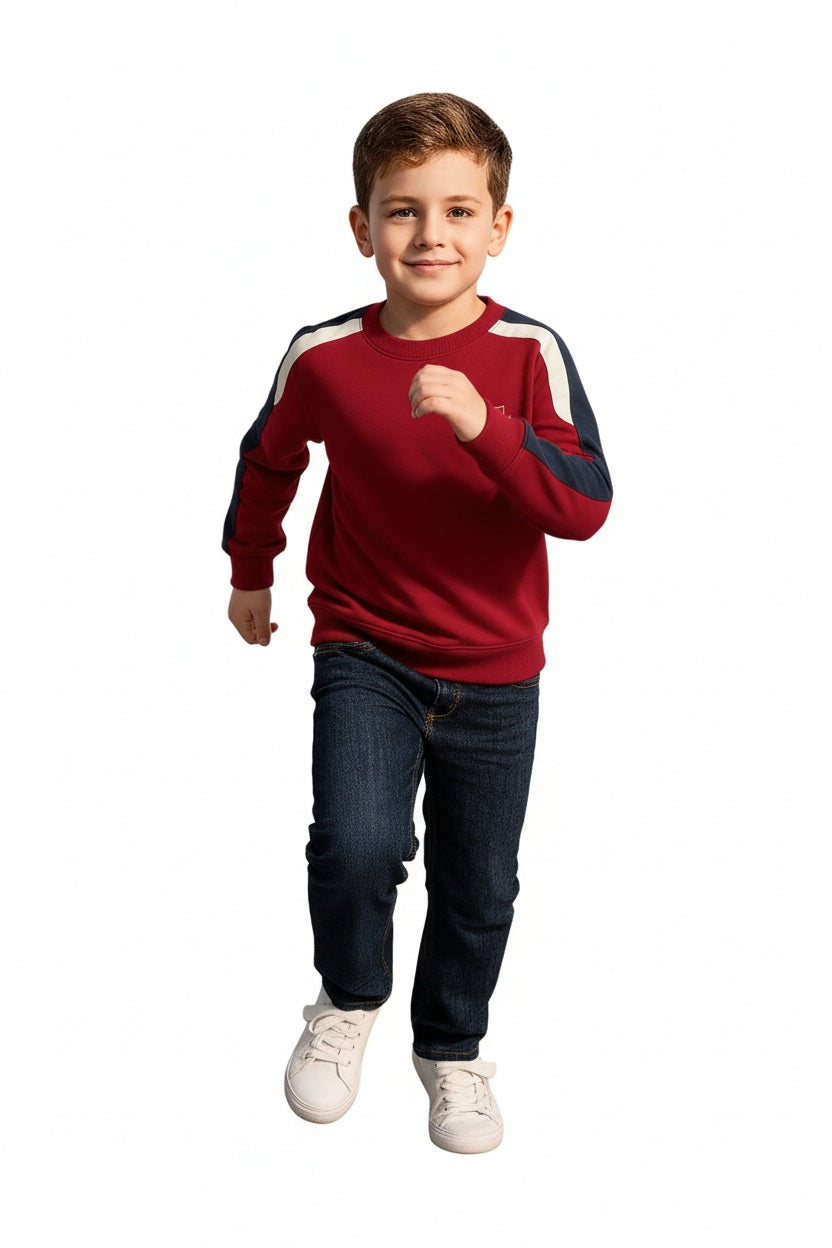 Boys Round Neck Colourblocked Sweatshirt