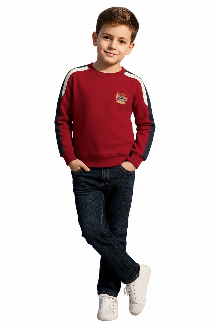 Boys Round Neck Colourblocked Sweatshirt