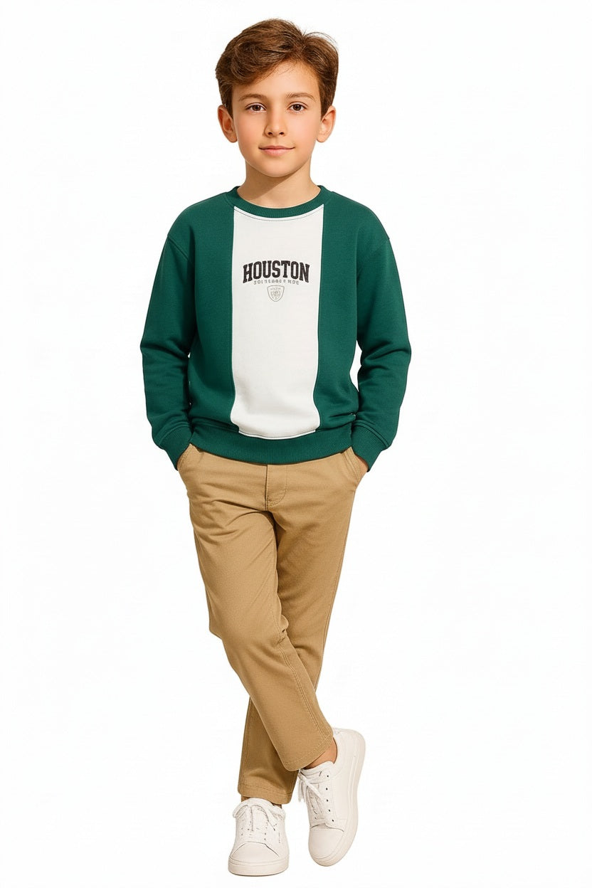 Boys Round Neck Colourblocked Sweatshirt