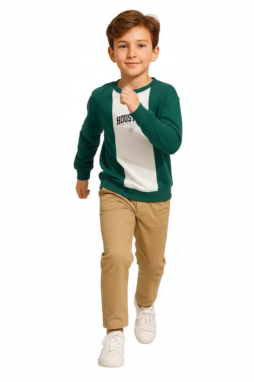 Boys Round Neck Colourblocked Sweatshirt
