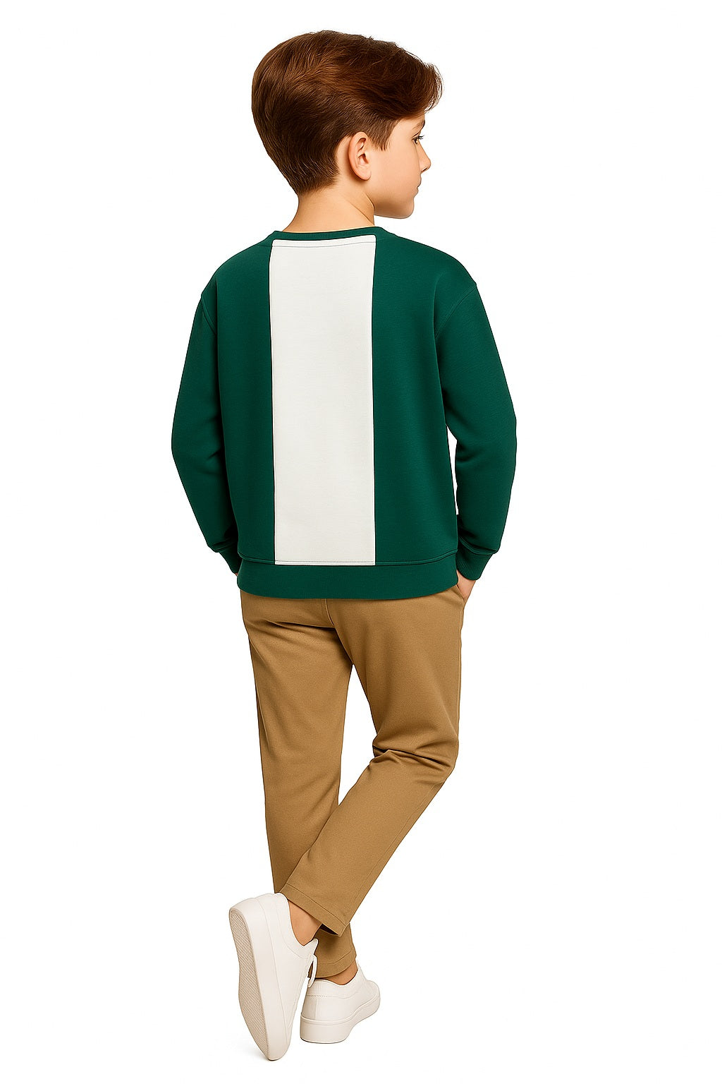 Boys Round Neck Colourblocked Sweatshirt