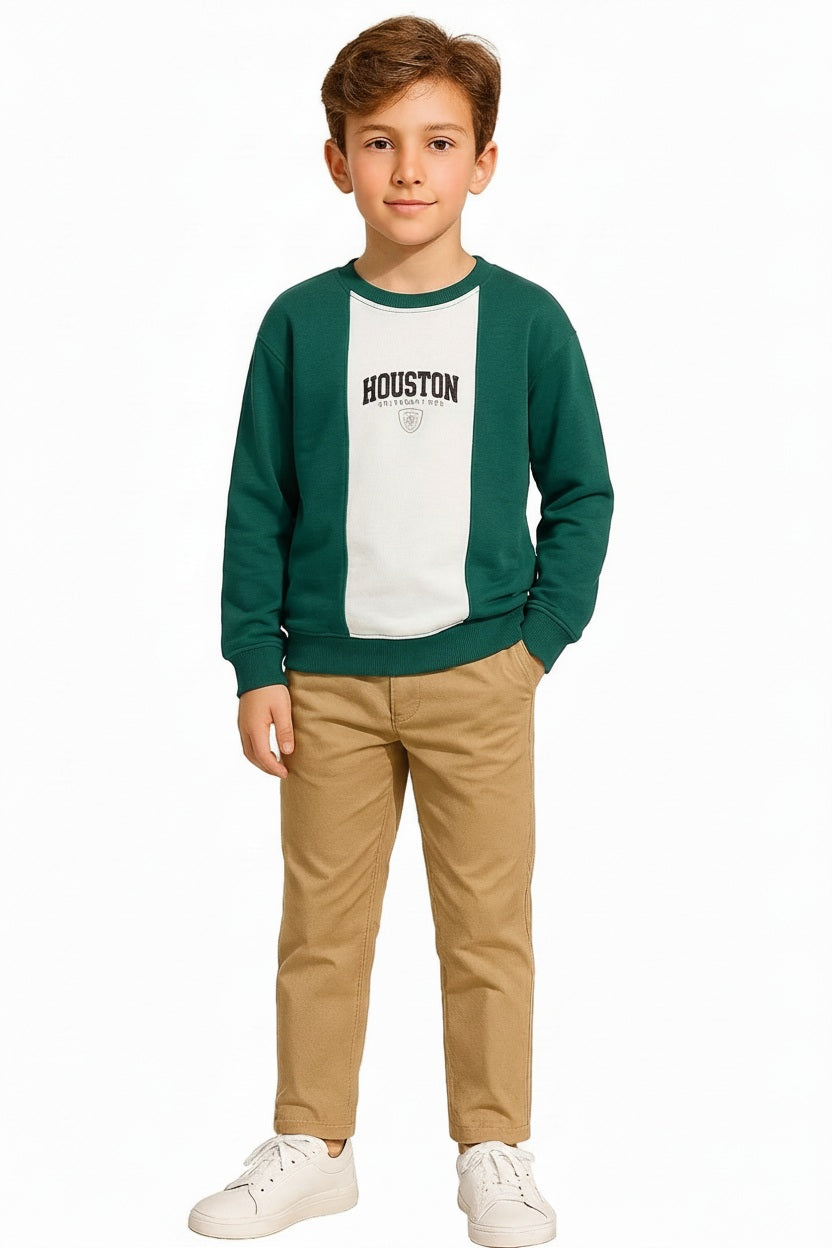 Boys Round Neck Colourblocked Sweatshirt