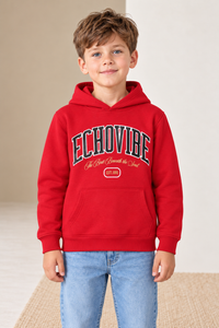 Junior Boys Regular Fit Graphic Hoodie Sweatshirt - Brick   Short Description