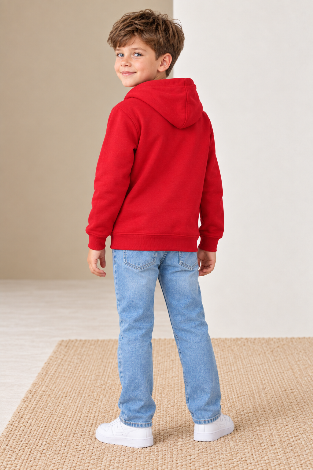 Junior Boys Regular Fit Graphic Hoodie Sweatshirt - Brick   Short Description