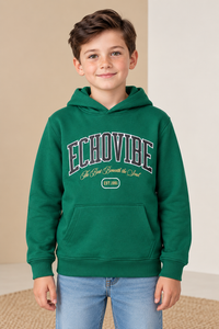Junior Boys Regular Fit Graphic Hoodie Sweatshirt - Green Short Description