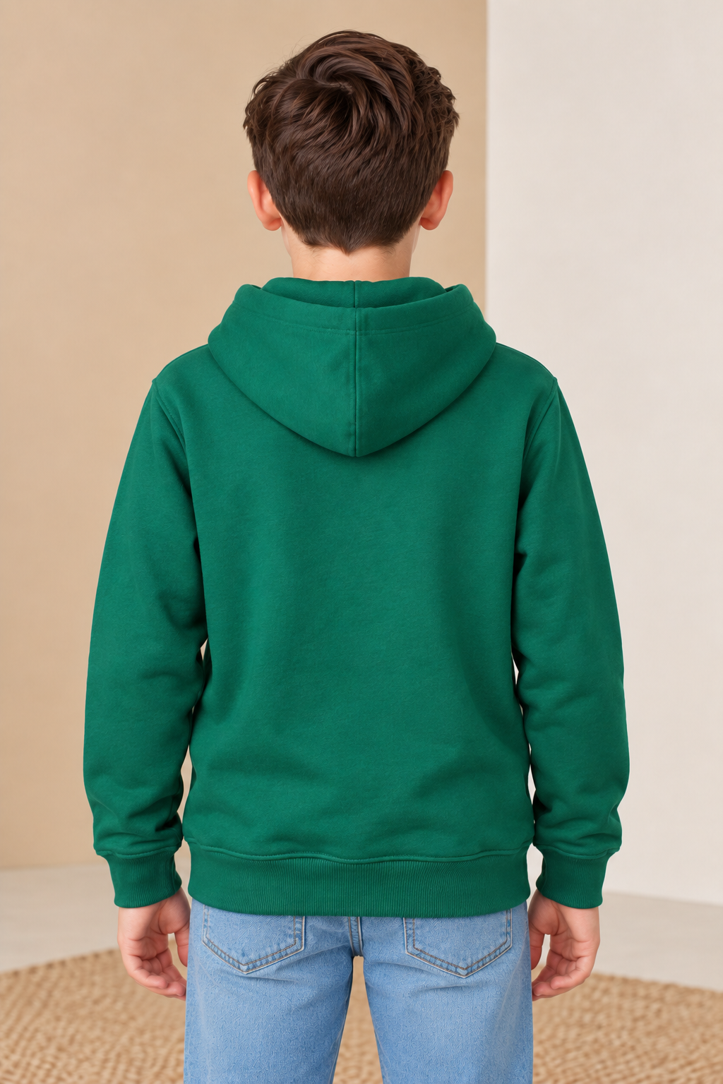 Junior Boys Regular Fit Graphic Hoodie Sweatshirt - Green Short Description