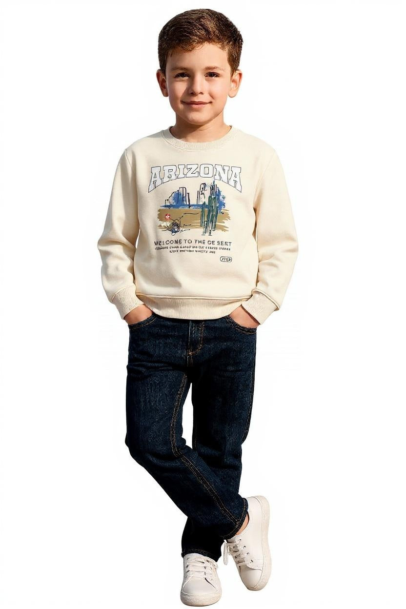 Boys Round Neck Graphic Print  Sweatshirt