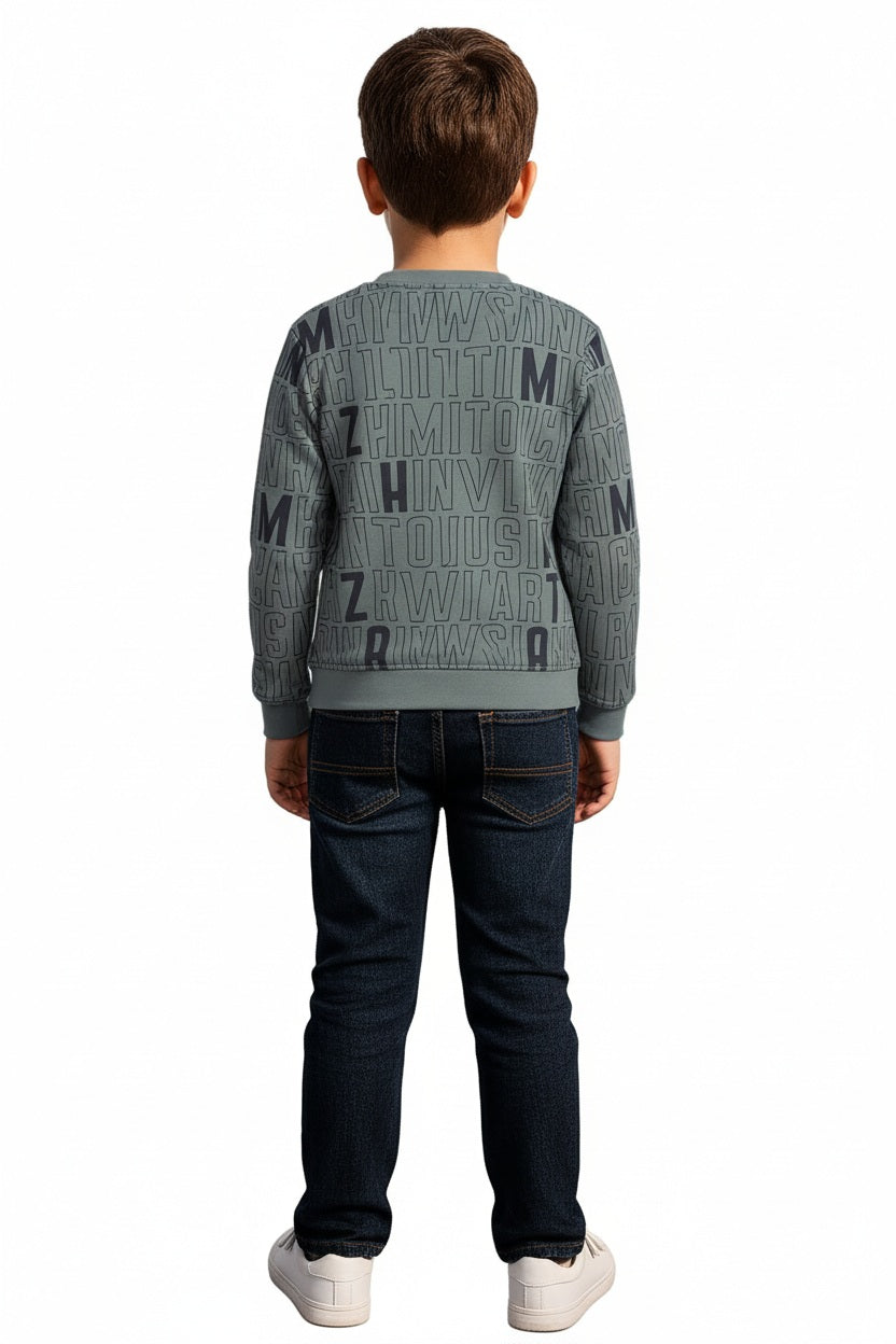 Boys Round Neck Graphic Print  Sweatshirt