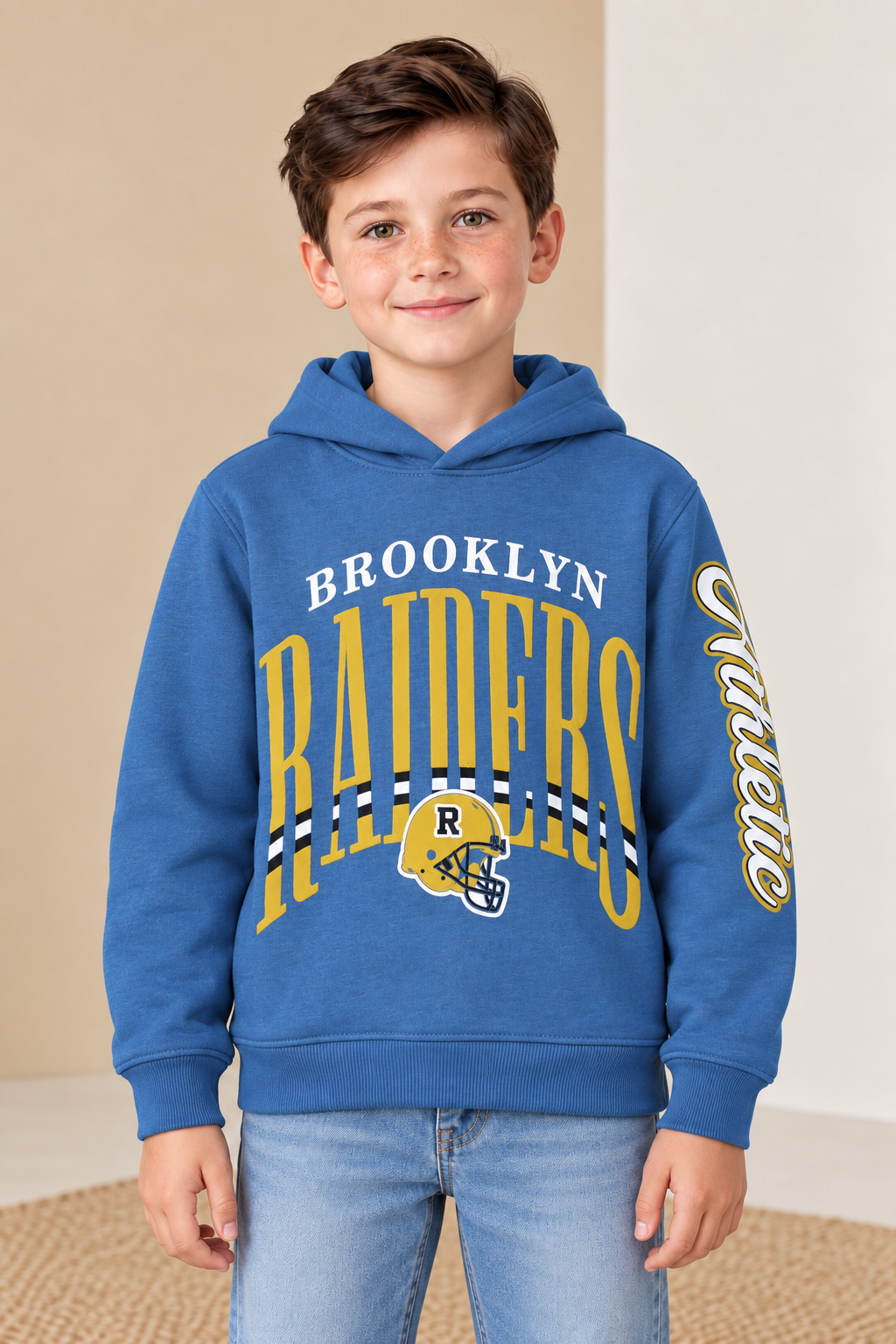 Junior Boys Regular Fit Graphic Hoodie Sweatshirt - High Tide Blue