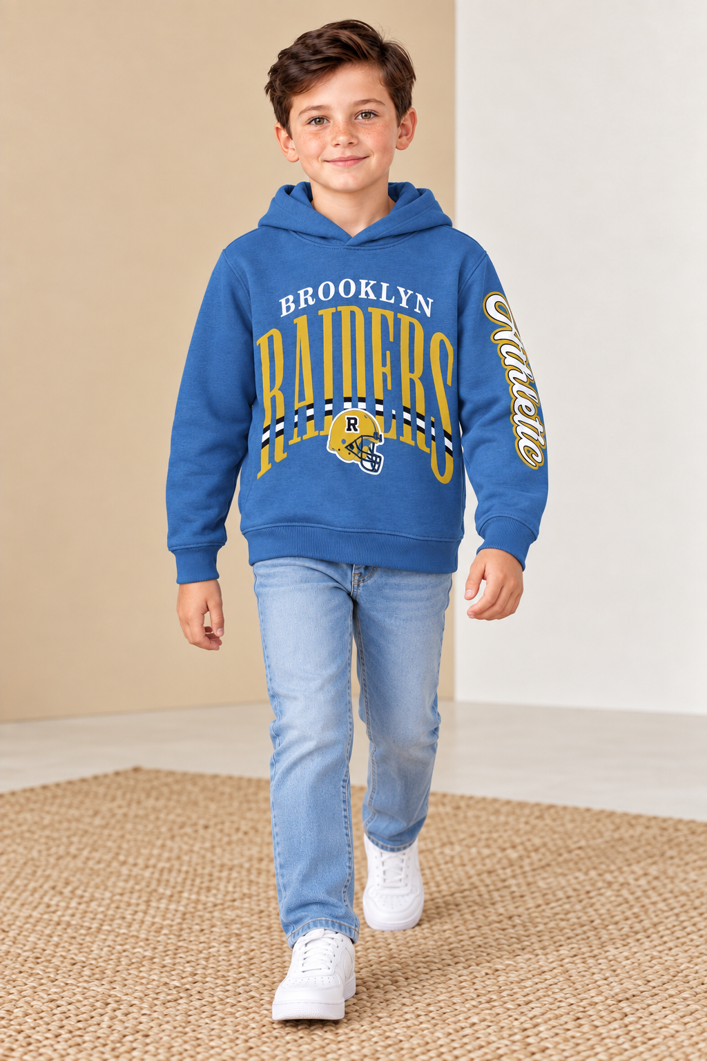 Junior Boys Regular Fit Graphic Hoodie Sweatshirt - High Tide Blue