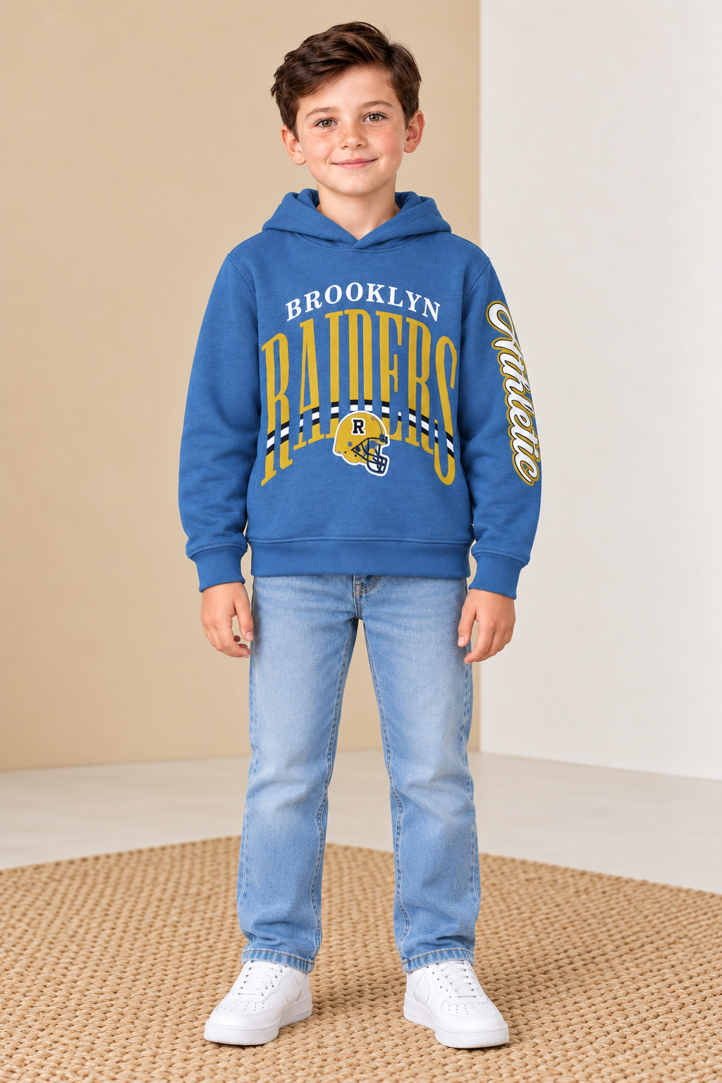 Junior Boys Regular Fit Graphic Hoodie Sweatshirt - High Tide Blue