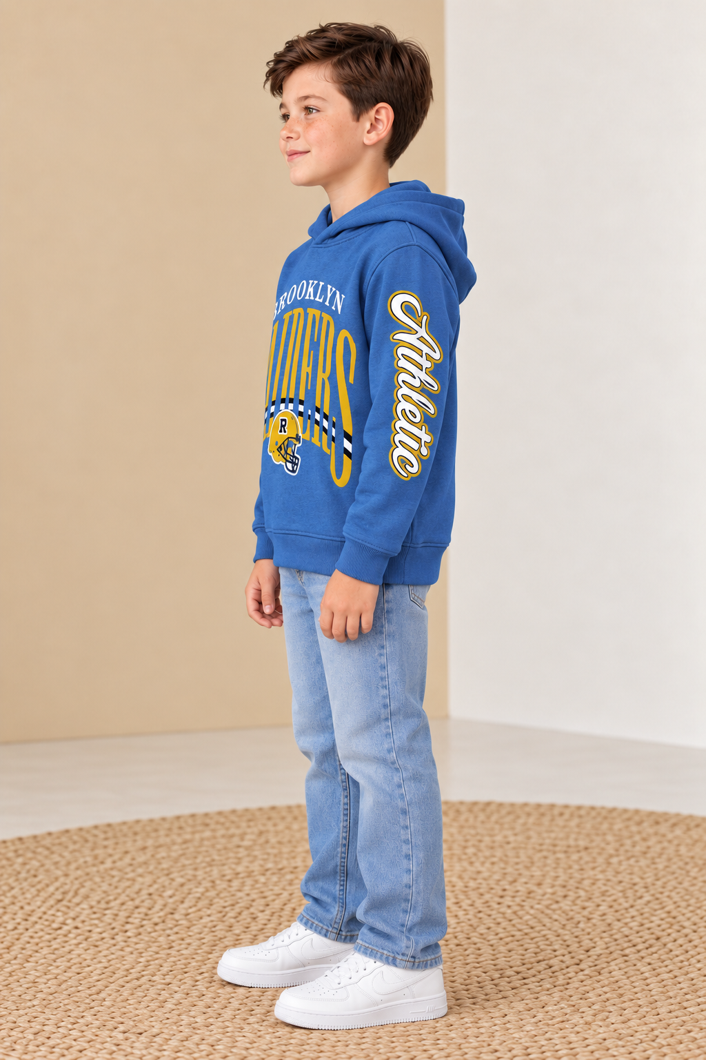 Junior Boys Regular Fit Graphic Hoodie Sweatshirt - High Tide Blue