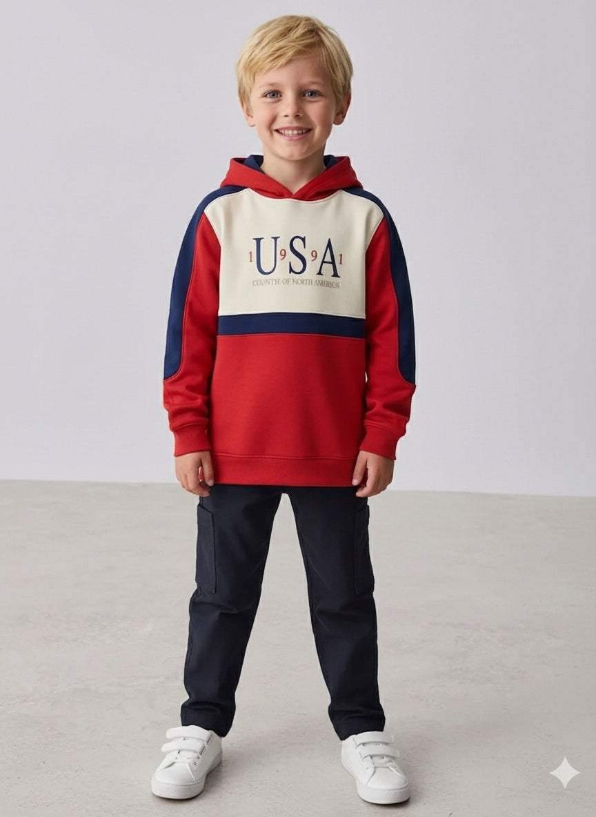 Boys Colourblocked Hooded Sweatshirt