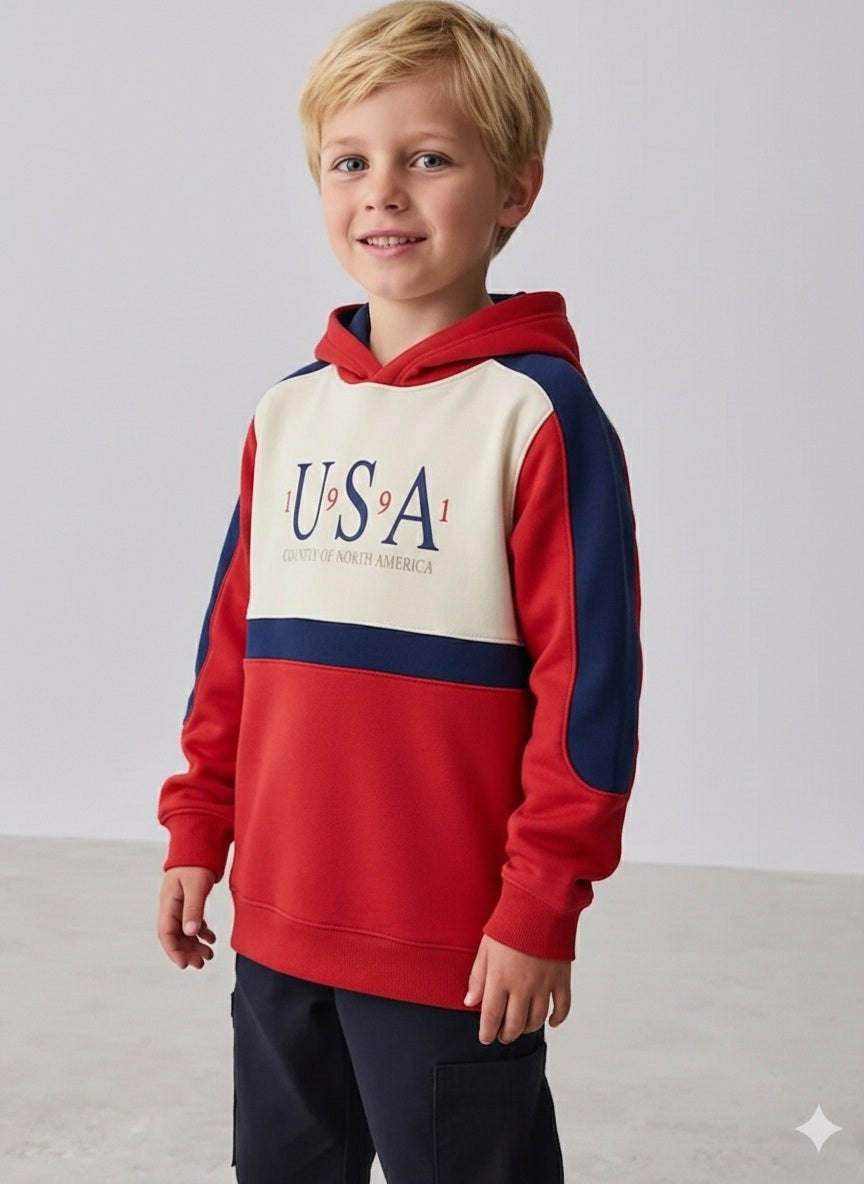 Boys Colourblocked Hooded Sweatshirt