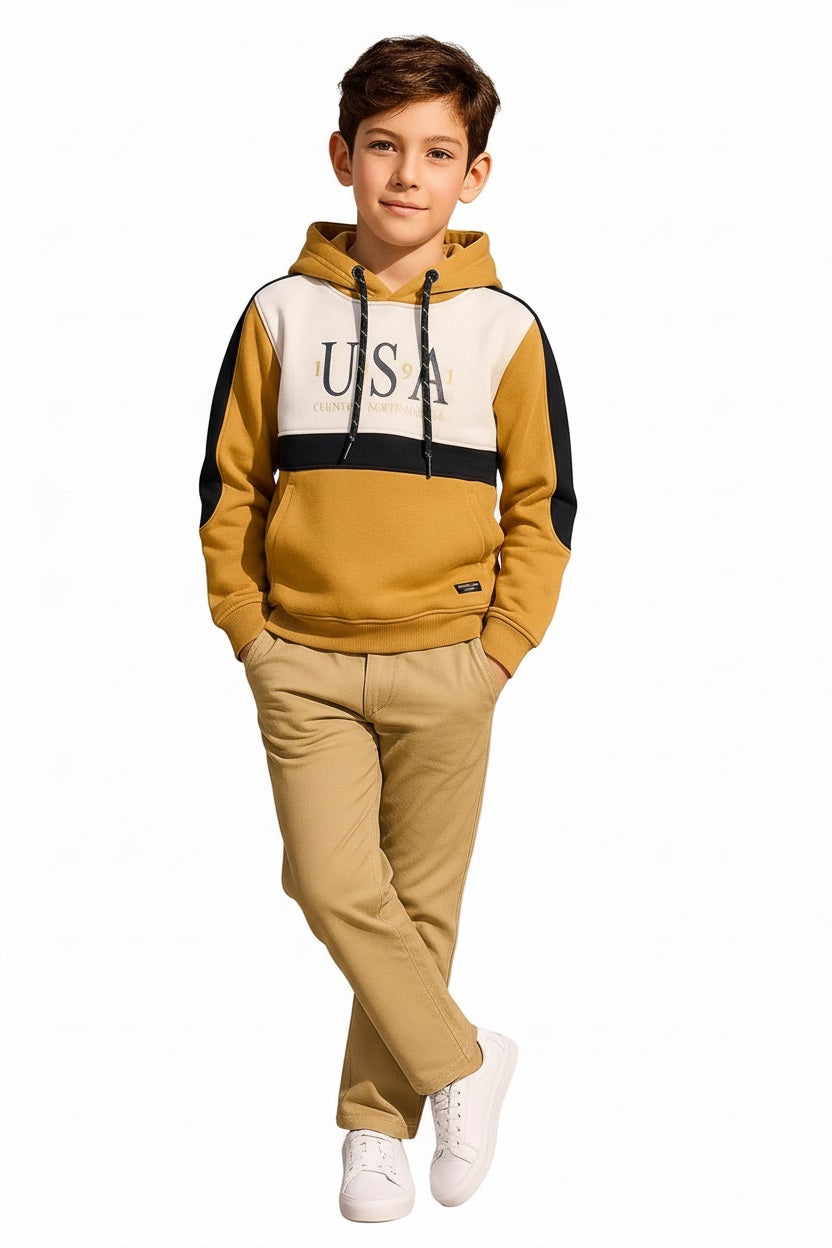 Boys Colourblocked Hooded Sweatshirt
