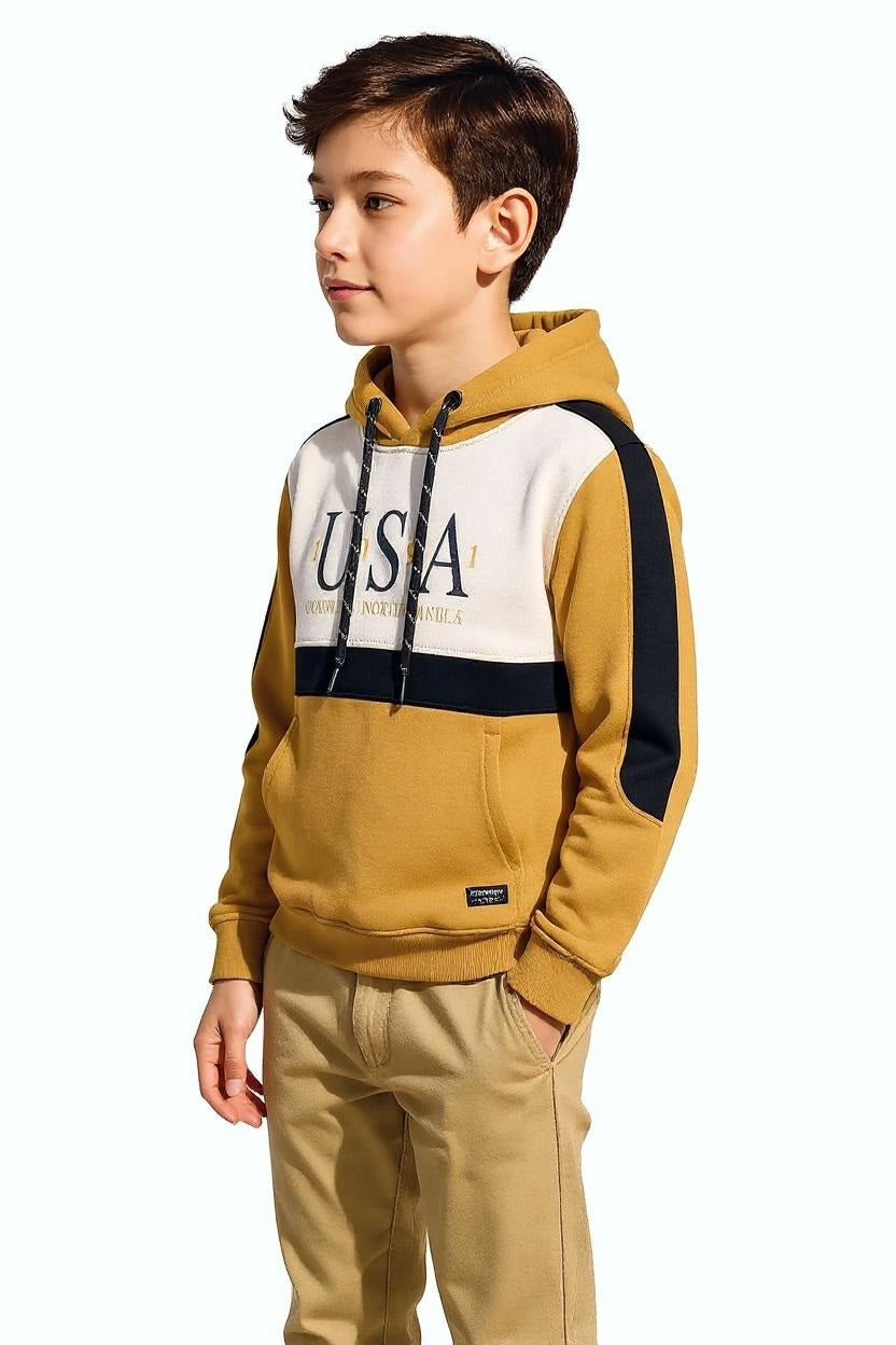 Boys Colourblocked Hooded Sweatshirt
