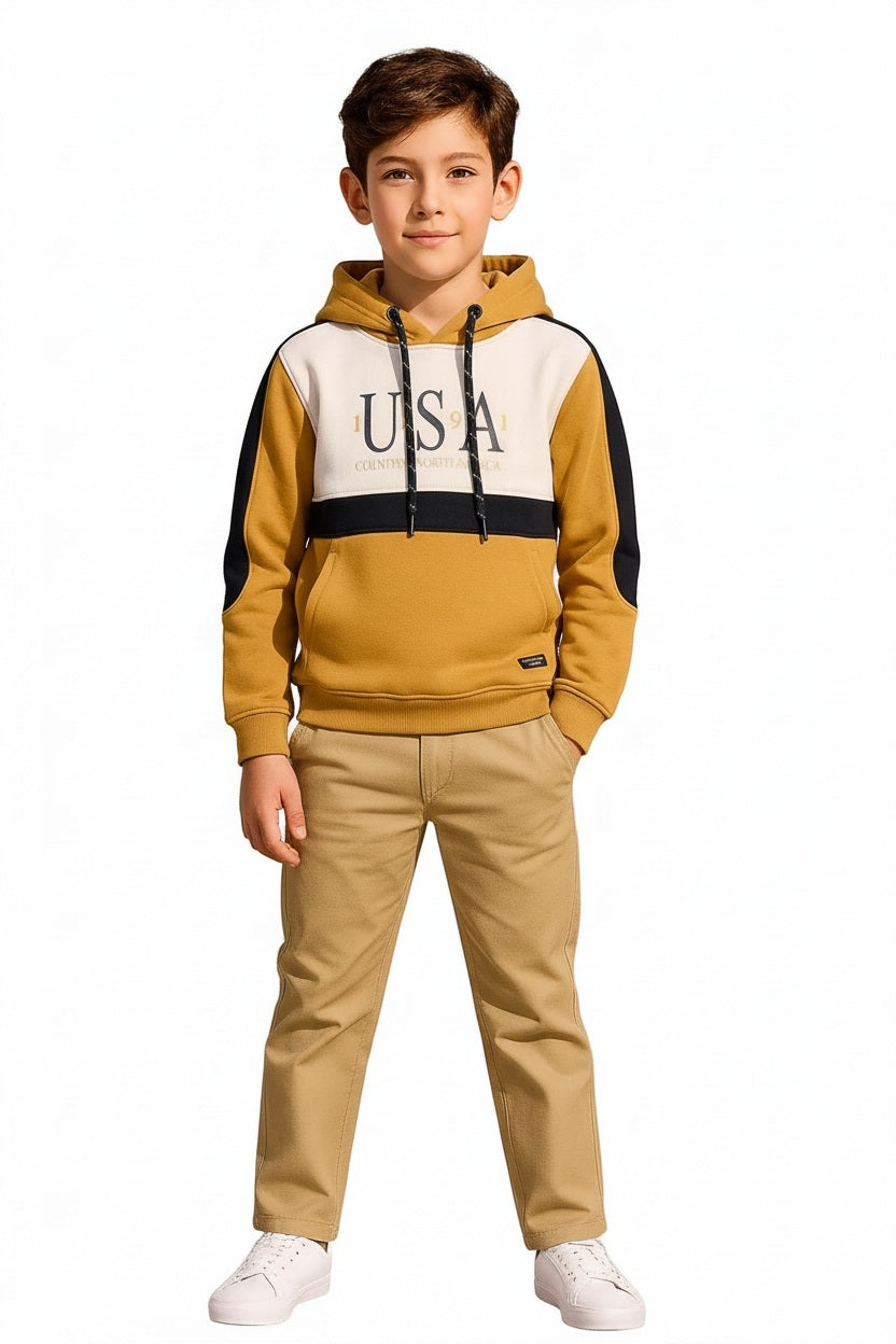 Boys Colourblocked Hooded Sweatshirt