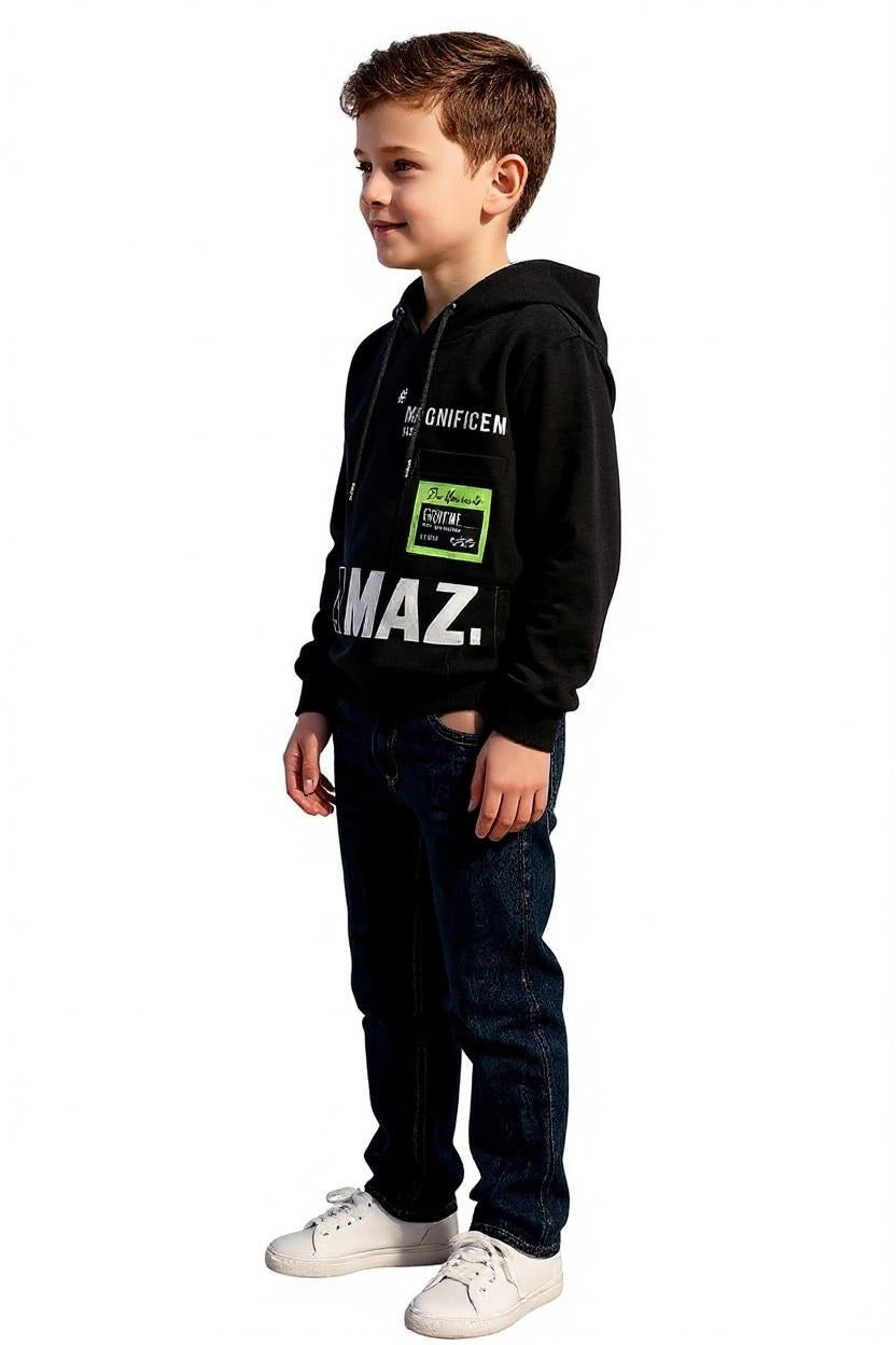 Boys Printed Hooded Sweatshirt