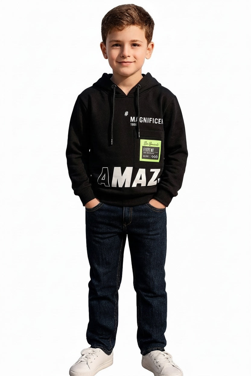 Boys Printed Hooded Sweatshirt