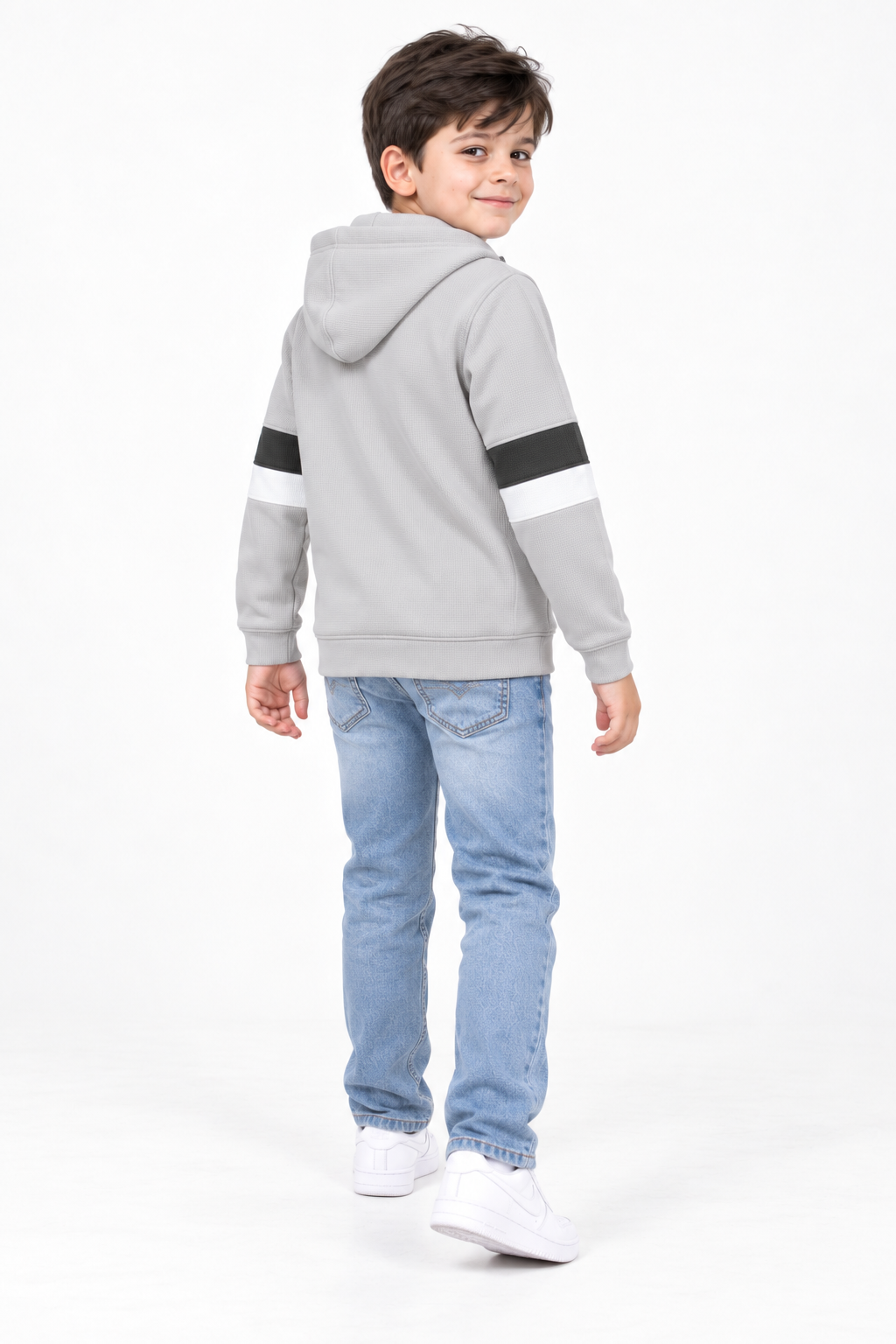 Junior Boys Onyx Cut & Sew Bonded Waffle Full-Zip Sweatshirt – Regular Fit