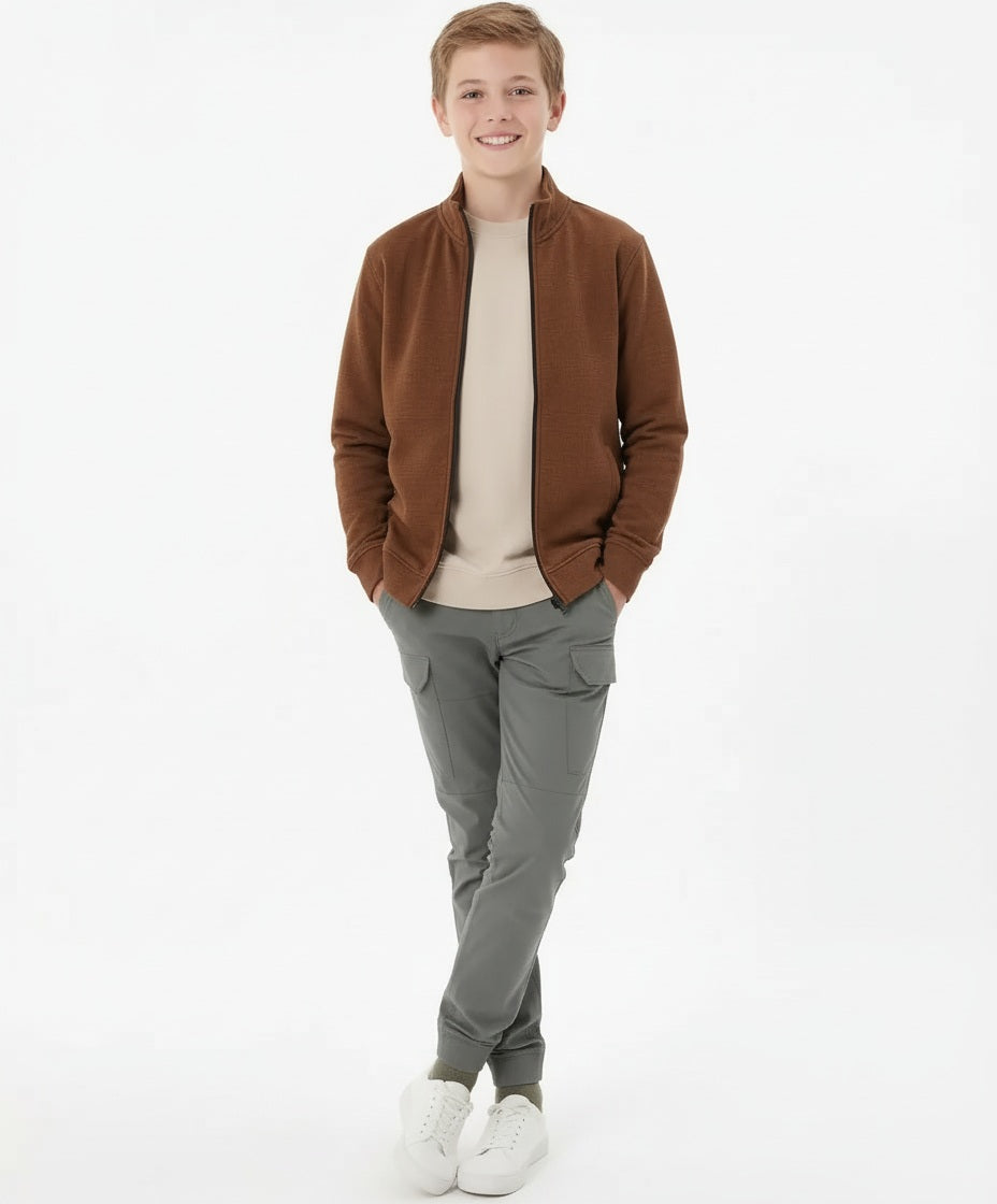 Boy Solid Mandarin Neck Sweatshirt