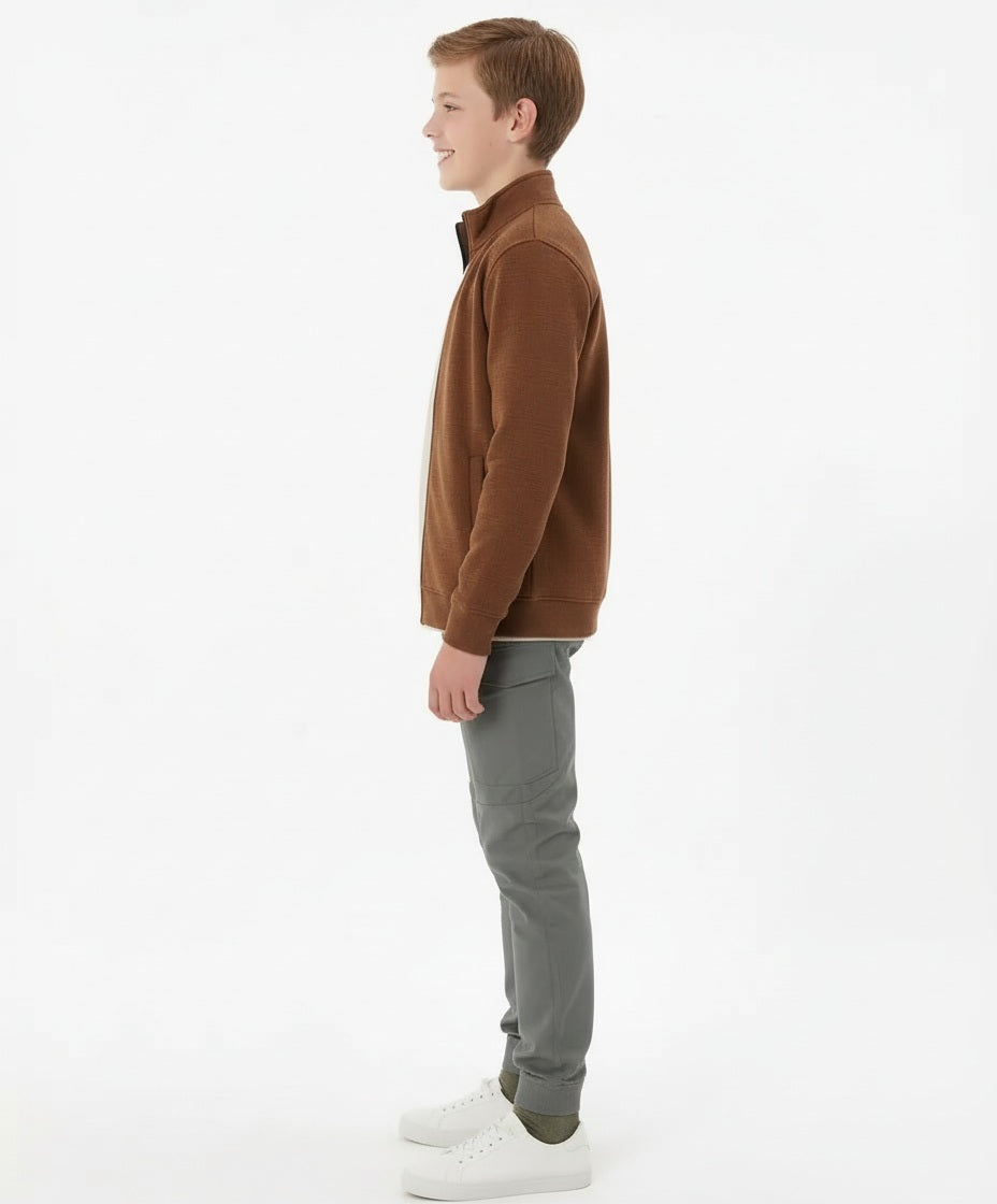 Boy Solid Mandarin Neck Sweatshirt