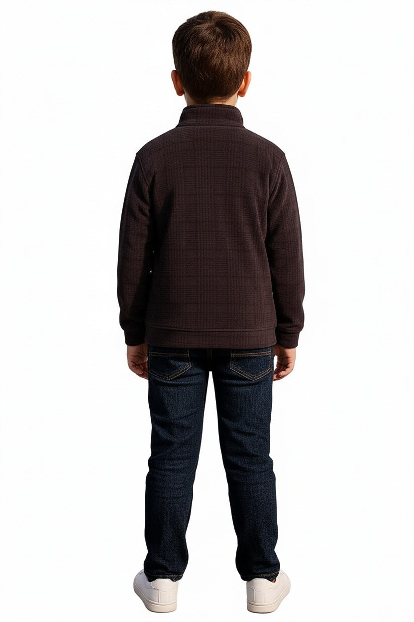 Boys Solid Mandarin Neck Sweatshirt