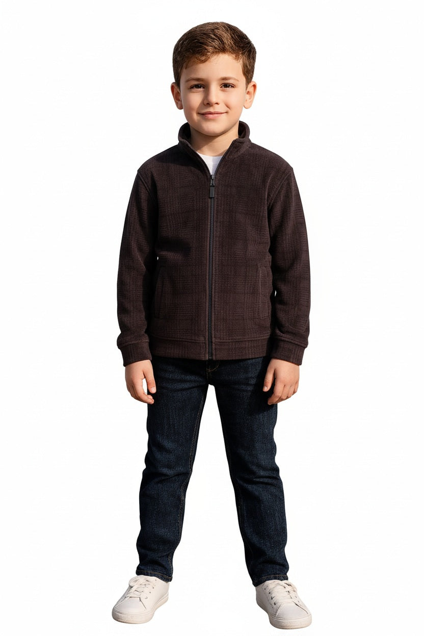 Boys Solid Mandarin Neck Sweatshirt