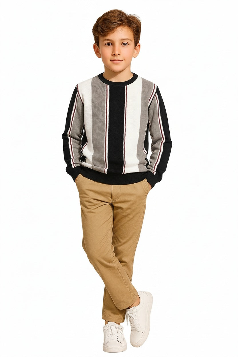 Boys Round Neck Colourblocked Sweatshirt