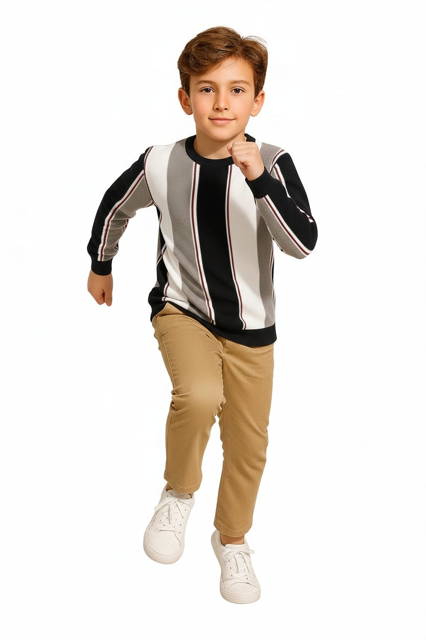 Boys Round Neck Colourblocked Sweatshirt