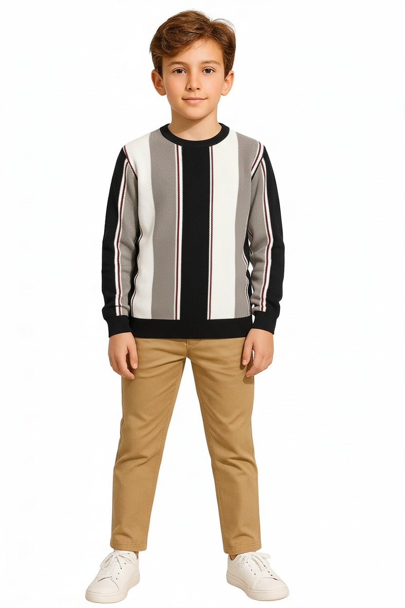 Boys Round Neck Colourblocked Sweatshirt